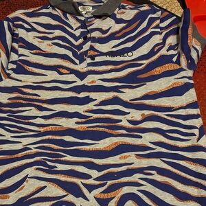 Kenzo Blue and Orange Zebra Print Kids Polo